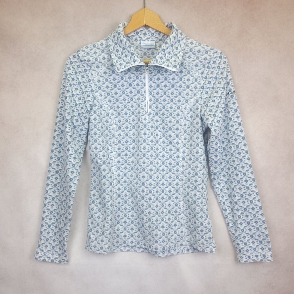 Columbia Gray and White Diamond Print Quarter Zip Sweatshirt Size  Youth XL